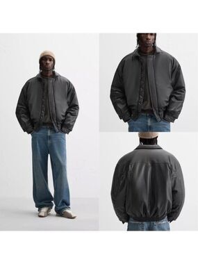 Zara Padded Faux Leather Men’s Bomber Jacket